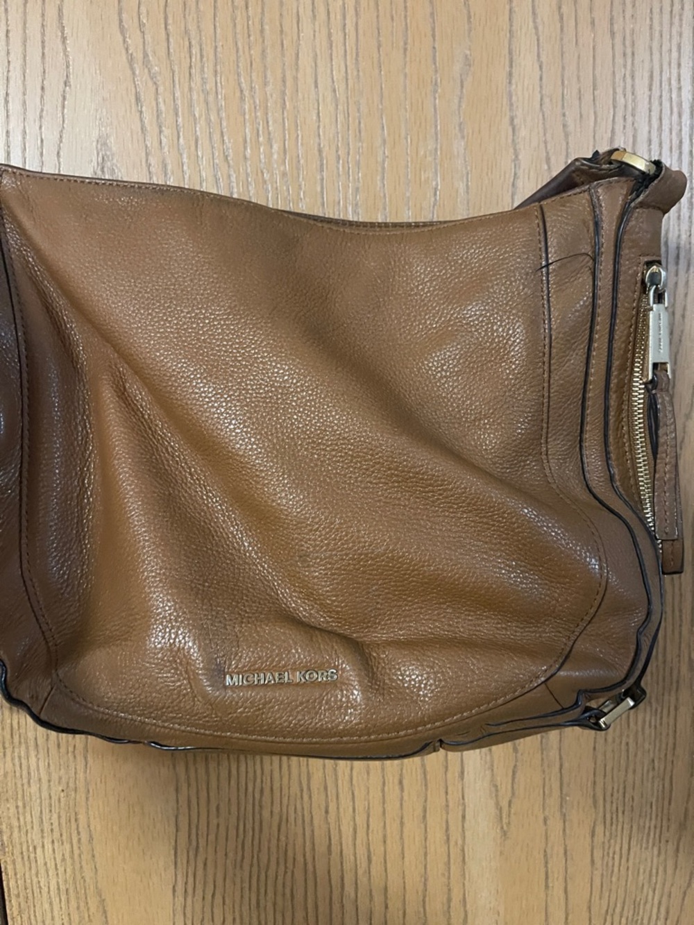 Michael Kors Brown Pebbled Leather Shoulder Hobo